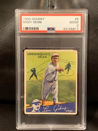 1934 Goudey Baseball 6 Dizzy Dean Psa 2 Hof Cardinals