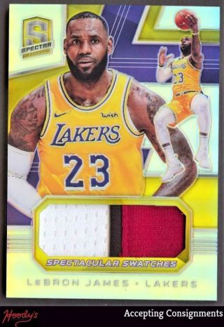2018 - 19 Spectra Spectacular Swatches Gold Lebron James 3 Color Patch 01/10