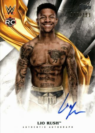 Lio Rush 2019 Topps Undisputed Wrestling On - Card Signed Auto Sp /199 Wwe Rc