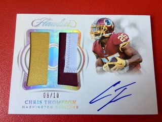Chris Thompson 2018 Panini Flawless 3 Color Patch Auto 9/10 Redskins Sp