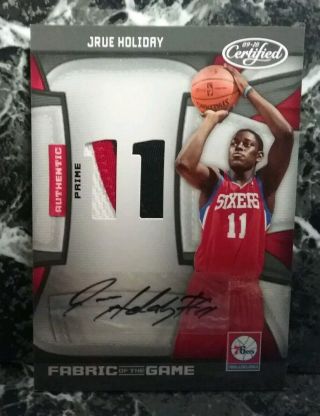 2009 - 2010 Certified Fabric Of The Game Jrue Holiday Dual 1 - 3 Clr Patch Auto 7/10