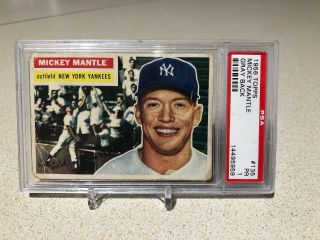 1956 Topps Mickey Mantle York Yankees 135 Gray Back Psa 1