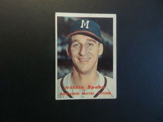 1957 Topps Warren Spahn Braves Baseball Card Vg/ex 90 Bv $60.  00