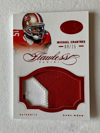 2014 Flawless Michael Crabtree Game - Worn Jersey Patch 9/15 49ers Ssp