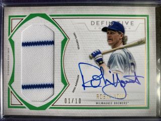 Robin Yount 2019 Topps Definitive Autograph Relic Jersey Auto 1/10 Ssp Brewers