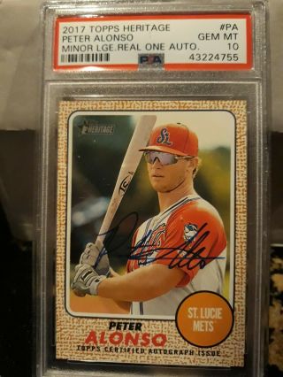 Psa 10 Gem 2017 Topps Heritage Real One Auto Peter Pete Alonso Rookie Rc Pa