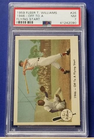 Ted Williams - 1959 Fleer 26 1946 - Off To A Flying Start Psa 7