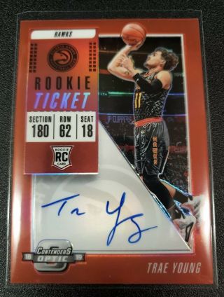 2018 - 19 Optic Contenders Trae Young Red Rc Auto /149 Autograph