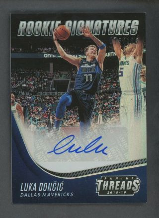 2018 - 19 Panini Threads Luka Doncic Rc Rookie Auto 75/105 Dallas Mavericks