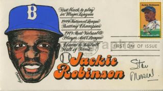 Stan Musial - Autographed 1982 " Jackie Robinson " Hand - Painted First Day Cover