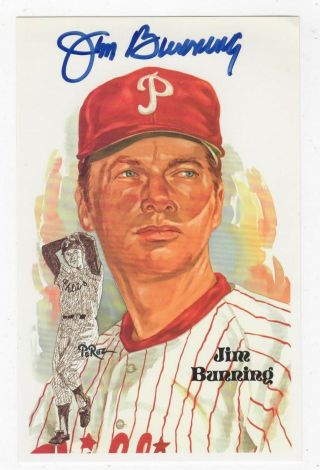 Jim Bunning Signed 1996 Perez - Steele Baseball Hall Of Fame Postcard L.  N