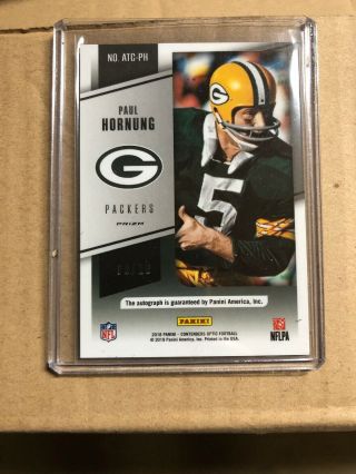 2018 CONTENDERS OPTIC PAUL HORNUNG GOLD AUTO 08/10 2