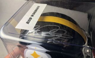 Rod Woodson Signed Autographed Steelers Mini Helmet Riddell W/ Leaf