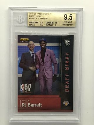 2019 - 20 Rj Barrett Panini Instant Rookie Card Rc Bgs Gem 9.  5 Nba Draft