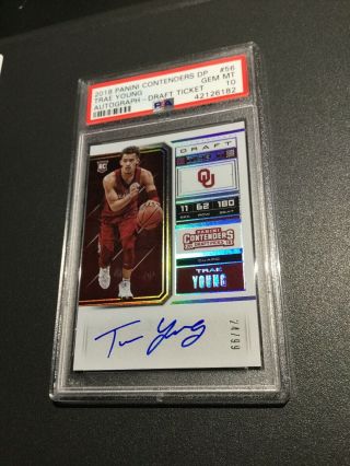 2018 - 19 Contenders Draft Ticket Trae Young Rc Rookie Auto 24/99 Psa 10