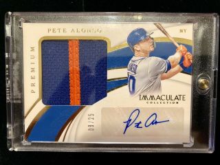 2019 Panini Immaculate Rookie Premium Patch Autograph Pete Alonso /25 Auto