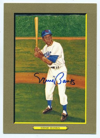 Autographed Chicago Cubs Ernie Banks Perez Steele Great Moments Card
