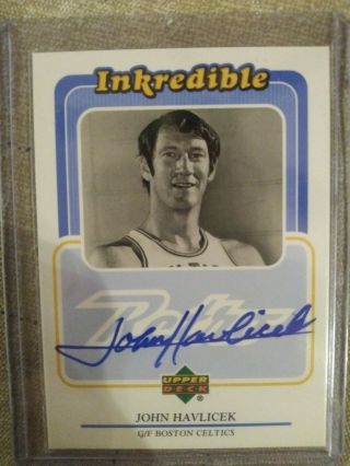 John Havlicek Inkredible Autographed On - Card - Ud Retro - Boston Celtics Nba Hof