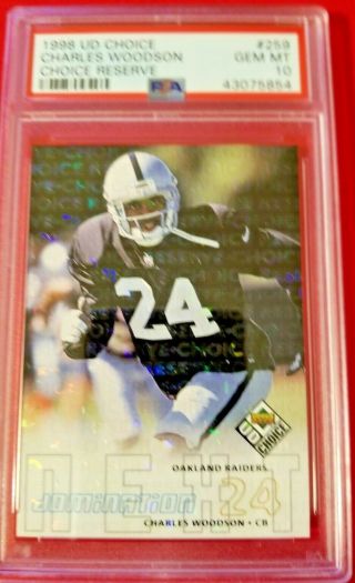 Charles Woodson 1998 Ud Choice Reserve Rookie Rc Psa 10 Pop 6 Raiders Packers
