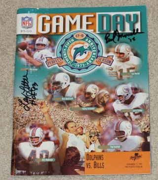 Earl Morrall & Larry Little Signed 1972 Miami Dolphins 11/17/97 Game Program