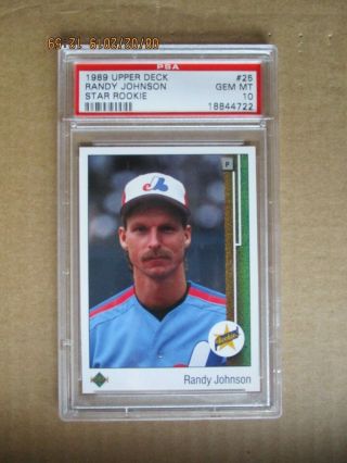 1989 Upper Deck Baseball Card 25 Randy Johnson,  Expos,  Psa 10