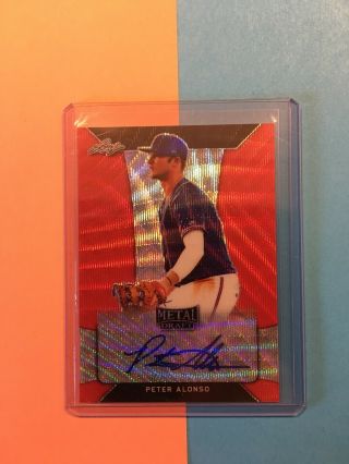 2018 Leaf Metal Pete Alonso Red Wave Prismatic Auto Rc 1 Of " Only " 2