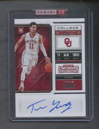 2018 Panini Contenders College Ticket Trae Young Rc Rookie Auto