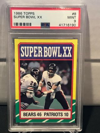 1986 Topps Football Bowl Xx 20 Card 8 Psa 9 Chicago Bears