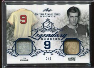 2019 Leaf Itg Game Ted Williams Maurice Richard Game Worn Jersey D 2/9