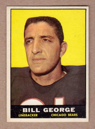 1961 Topps 16 Bill George Hof Chicago Bears Nm Cond.  Sharp No Creases