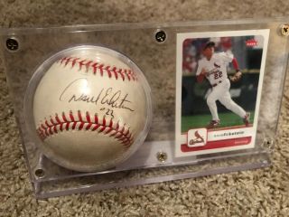 David Eckstein Autographed Mlb Baseball In Holder With St Louis Cardinals Card