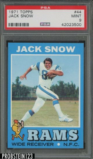 1971 Topps Football 44 Jack Snow Los Angeles Rams Psa 9 " Highest Graded "