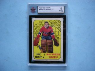 1967/68 Topps Nhl Hockey Card 1 Lorne Gump Worsley Ksa 4 Vg/ex Sharp 67/68