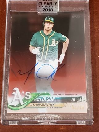 2018 Topps Clearly Authentic Matt Olson Red Auto /50