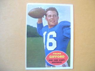 Vg - Ex Cond.  1960 Topps No.  74 Frank Gifford Football Card
