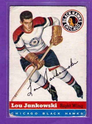 1954 - 55 Topps Vintage Hockey Card 28 Lou Jankowski (chicago Black Hawks)