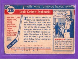 1954 - 55 TOPPS VINTAGE HOCKEY CARD 28 LOU JANKOWSKI (CHICAGO BLACK HAWKS) 2