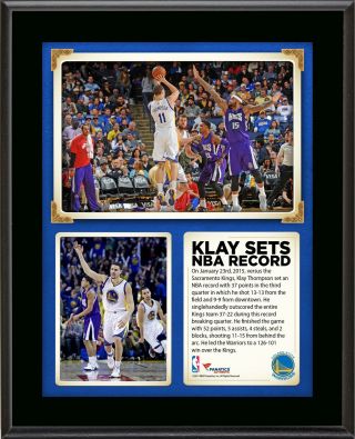 Klay Thompson Golden State Warriors 37 Points In A Quarter 10  X 13  Plaque