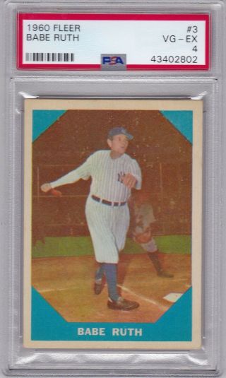 1960 Fleer Baseball Greats 3 Babe Ruth (hof) Psa 4 Vg/ex York Yankees