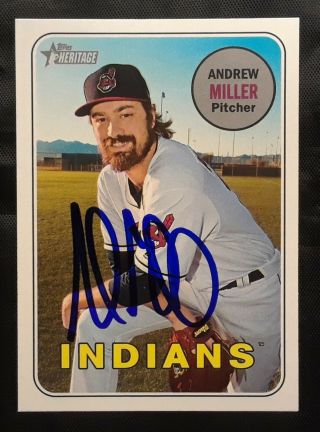 Andrew Miller Signed Autographed 2018 Topps Heritage Card Indians Cardinals Auto