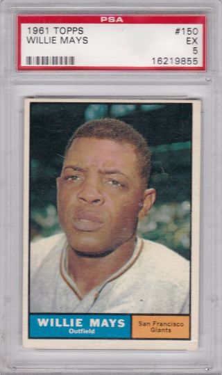 1961 Topps Willie Mays Card 150 Psa 5 Ex Giants Hof