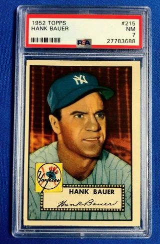 1952 Topps Baseball Card 215 Hank Bauer Psa 7 Nm