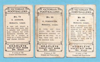 1933 Hoadleys VFL Cards: MELBOURNE (Demons) x 3 2