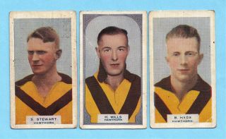 1933 Hoadleys Vfl Cards: Hawthorn (hawks) X 3
