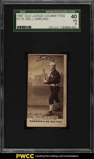 1887 N172 Old Judge Dell Darling Chicago White Stockings Sgc 3 Vg (pwcc)