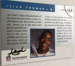 1992 Proline Portraits Isiah Thomas Auto Hof Pistons Authentic Nfl Shield Stamp