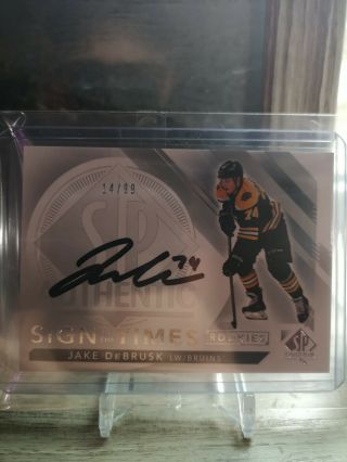 18 19 Sp Authentic Sign Of The Times Rookie Update Jake Debrusk Auto 14/99