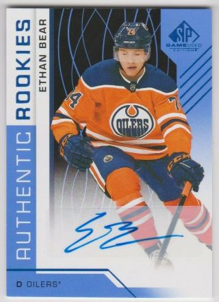 18 - 19 Ud Sp Game Authentic Rookies Blue Auto 106 Oilers - Ethan Bear