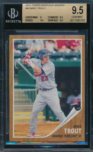 Mike Trout 2011 Topps Heritage Minors Bgs 9.  5 Gem Rookie Card 44