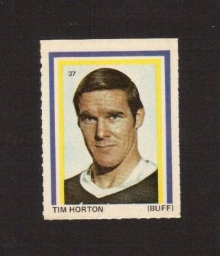 Tim Horton 37 Buffalo Sabres 1972 - 73 Eddie Sargent Hockey Sticker Stamp